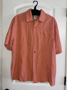 JAMAICA JAXX ORANGE SILK BUTTON FRONT SHORT SLEEVE MEN SHIRT SIZE M - Picture 1 of 3