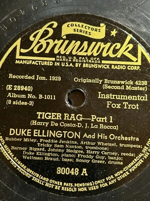 Duke Ellington - Tiger Rag - Piano Banjo Jazz Swing 78RPM Brunswick - Image 1 of 2