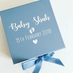 Personalised New Baby Box - Newborn Christening Baby Keepsake Gift Baby Shower - Picture 1 of 2