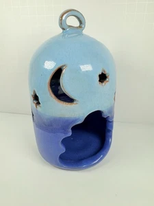 Portacandele in ceramica smaltata luminare luna e stelle - Foto 1 di 7