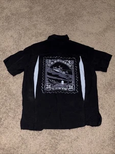 Tori Richard Embroidered U.S. Postage 24 Cents Helicopter Camp Shirt Black Small - Picture 1 of 9
