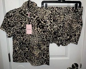 NWT Juicy Couture Juicy Ocelot Leopard Cheetah Velour Hoodie Short Set Large - Picture 1 of 6
