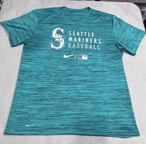 Seattle Mariners MLB Baseball T-Shirt Men’s Large Nike Dri-Fit Teal Heather - Picture 1 of 7