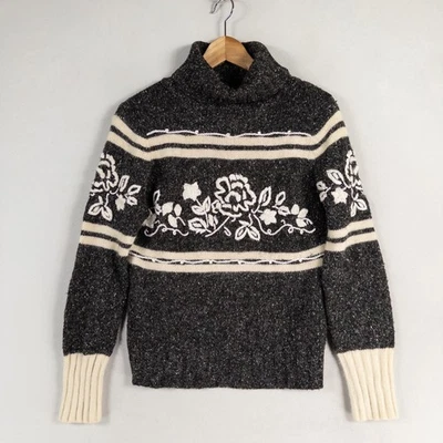 Suéter vintage Dressbarn tamanho médio cinza bordado casa de campo aconchegante cabine rústica - Imagem 1 de 4