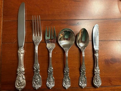 MINT 6 PC TRUE DINNER SETTING REED BARTON FRANCIS I STERLING NEW MARK SET 1 1st - Image 1 of 4