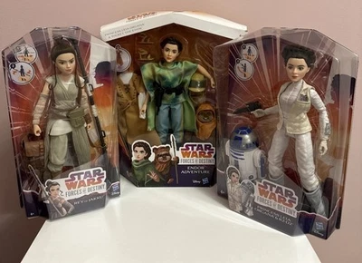Star Wars Forces of Destiny Princess Leia Dolls + Rey Of Jakku Bundle Hasbro New - Image 1 of 4