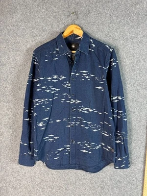 G Star Raw Shirt Mens Small Blue Denim Button Up Long Sleeve Regular Fit Casual - Image 1 of 4