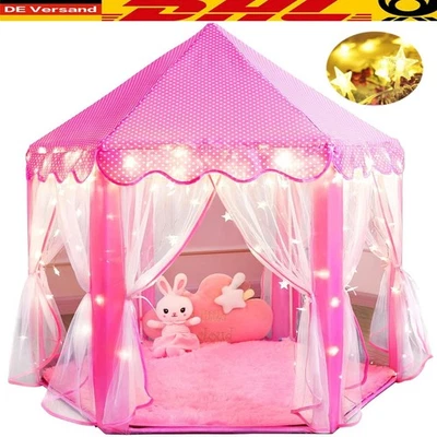Märchenzelt mit LED-Lichtern & Spitze – Großes Kinderspielhaus für Mädchen - Bild 1 von 4