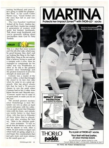 PRINT AD, 1990 Thor-Lo Padds Foot Equipment 90's Martina Navratilova Tennis Foot - Picture 1 of 1