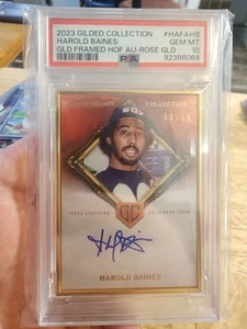 Topps 2023 oro dorado enmarcado oro rosa/50 automático Harold Baines PSA 10 - Imagen 1 de 2