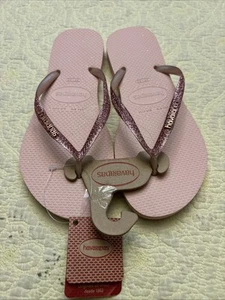 NWOB Havaianas Women's Pink Glitter Flip Flops SIZE 9-10 - Picture 1 of 10