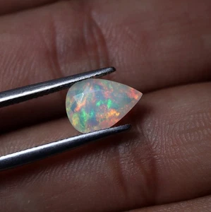 11x8 MM Pear Natural AAAA Green Red Blue Yellow Multi Fire Ethiopian Opal - Picture 1 of 11