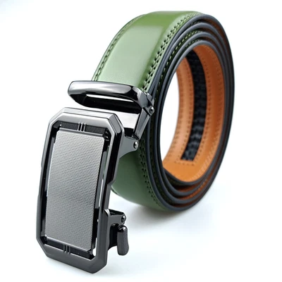 Cinturón de Vestir de Cuero para Hombre Hebilla Automática Ajustable y Trinquete Foto 1 de 4