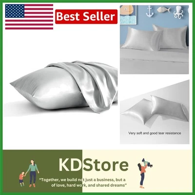 Luxury Silky Satin Toddler Pillowcases – 2 Pack, Silver Grey - Image 1 of 4