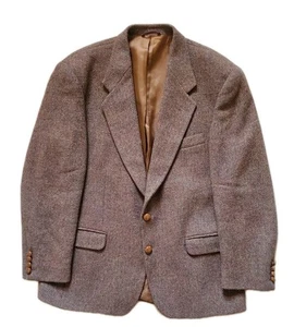 HARRIS TWEED Blazer Jacket By Centaur Mens 44 R Brown Pure Scottish Wool Vintage - Picture 1 of 14