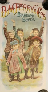 Original Vintage 1891 D.M. Ferry & Co. Seed Antique Poster 24 x 12.5 - Picture 1 of 5