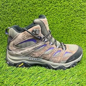 Merrell Moab 3 Mid Womens Size 8.5 Brown Purple Outdoor Waterproof Hiking Boots - Picture 1 of 9