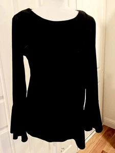 NTW Calvin Klein Women Velvet Shirt Sz 6 S Black Bell Long Sleeve Top $79.5 - Picture 1 of 5
