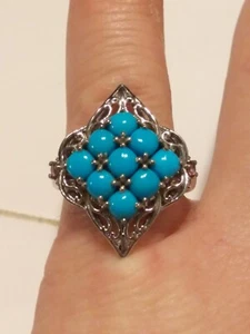 Sts Sterling Silver 925 Turquoise Ring Size 9.5 - Picture 1 of 7