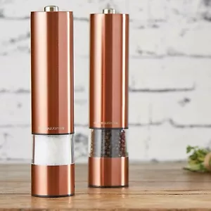 Salt and Pepper Mill Set Large Stainless Steel Electronic in Copper - Picture 1 of 4