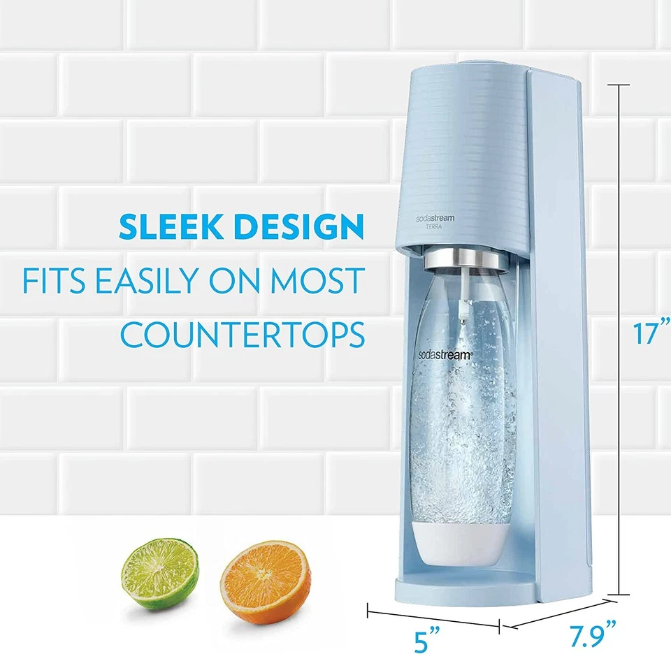 Paquete para hacer agua con gas SodaStream Terra (azul brumoso), con CO2, botella DWS Foto 1 de 4