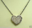 Brand New Sterling Silver C-z Heart Pendant Necklace Chain 16''