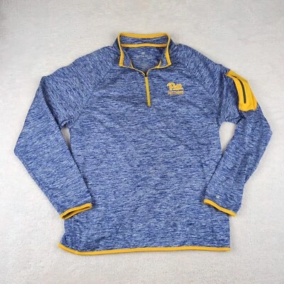 Suéter masculino Pitt Panthers azul médio poli elastano coliseu 1/4 zíper pescoço simulado - Imagem 1 de 4