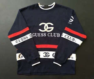 GUESS1 Club Sweatshirt Crew Neck Pullover Sweater Big Logo Rare size L - Picture 1 of 11