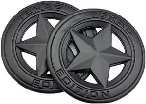 3" 2 PACK Metal Texas Edition Emblem Sticker Lone Star Badges (Black) Truck - Foto 1 di 12