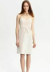 Banana Republic women's Blush Ivory Silk Tessa Wedding Dress size 12 retail $198 - Picture 1 of 7