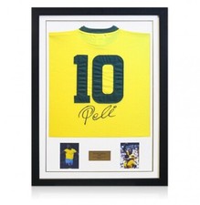 Pele SIGNED Framed Shirt Brazil with PROOF CoA A1 Sporting Memorabilia