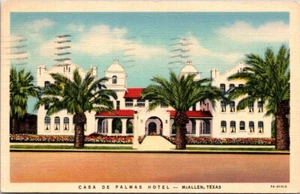 McAllen TX Casa de Palmas Hotel Texas Exterior 1937 Linen postcard DQ1 - Picture 1 of 2