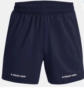 New UA Under Armour Men's Project Rock 5" Woven Shorts Navy blue Size XL - Picture 1 of 3