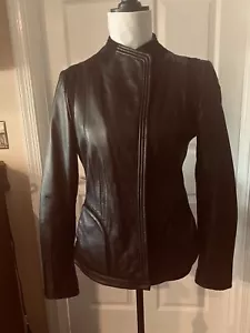 TAHARI LEDERJACKE SCHWARZ WEICHES LAMMFELL & WILDLEDER AKZENTE GRÖSSE SM NEU OHNE ETIKETT - Bild 1 von 13
