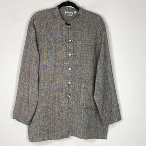 Chico's Silk Band Collar Lagenlook Jacket Women's Size Large (Chico's Size 2) - Picture 1 of 8