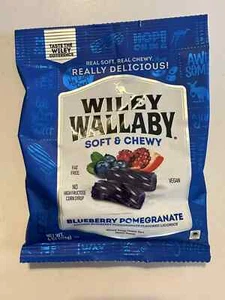 2x Wiley Wallaby Soft & Chewy 4 oz. BLUEBERRY POMEGRANATE Gourmet Licorice Vegan - Picture 1 of 1