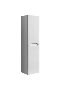 white rounded bathroom tall boy cabinet with curved doors round style wall hung  - Picture 1 of 2