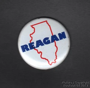Reagan Illinois 1986 pasador litográfico botón trasero - Imagen 1 de 2