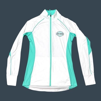 Chaqueta de rendimiento Harley-Davidson para mujer verde y blanca como nueva talla pequeña motociclista Foto 1 de 4