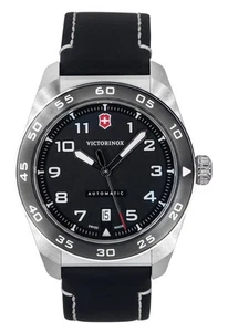 Victorinox Swiss Army Leather Strap Black Dial Automatic 242044 100M Men's Watch - Picture 1 of 4