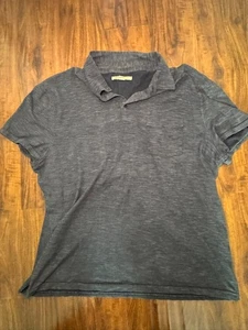 John Varvatos USA Grey Heather Polo Short Sleeve Button Shirt Mens Size L - Picture 1 of 7