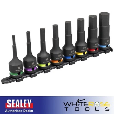 Sealey Socket Bit Set Hex Impact 8pc 1/2"Sq Drive Premier - Image 1 of 4