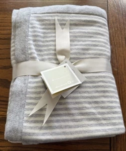 Elegant Baby Blanket Sweater Knit Stripes. Gray. Cotton 30x40”. NEW. - Picture 1 of 9
