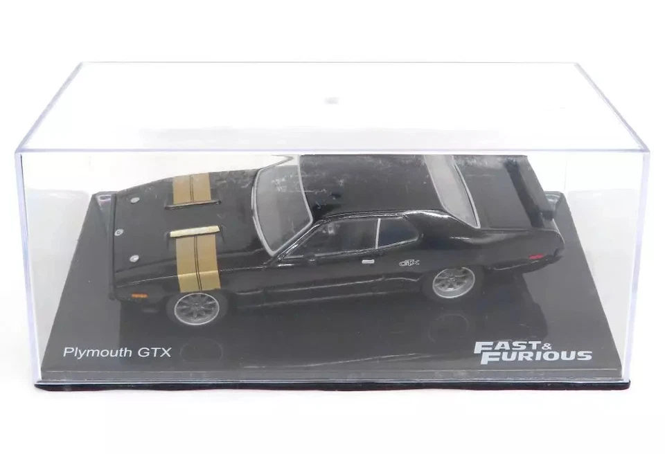 1/43 Plymouth GTX Runner 1971 Black Gold Fast Furious Magazine Car - Immagine 1 di 1