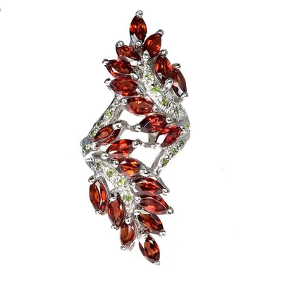 Anillo de plata de ley 925 mozambique piedras preciosas naturales joyería talla 7 Foto 1 de 4