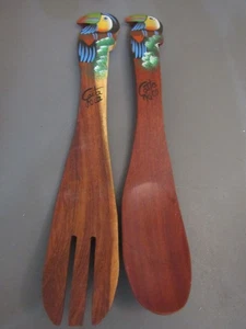 Costa Rica Löffel Gabel Holz Set Papagei Tropical - Bild 1 von 7