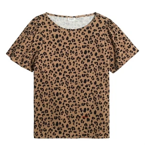 J Crew Outlet Damen T-Shirt Größe XL Leopard Puff Kurzarm - Bild 1 von 6