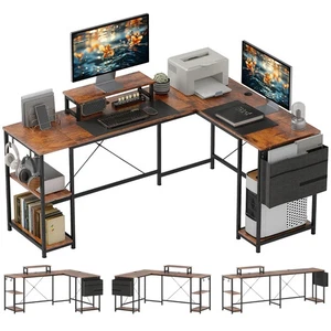 HOMCOM 168 cm Escritorio Esquinero en Forma de L Reversible Computadora Estación de Trabajo 2 Personas Oficina - Imagen 1 de 10