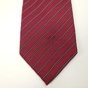 Ermenegildo Zegna Men's 100% Silk Tie Crimson REd Striped Made in Italy necktie - Picture 1 of 6