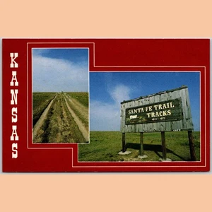 Postcard Santa Fe Trail Tracks Greetings from Kansas Scenic View - Picture 1 of 4